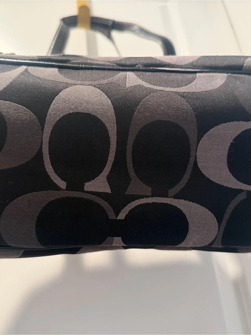 Coach Black and Gray Signature Tote with Removable Strap